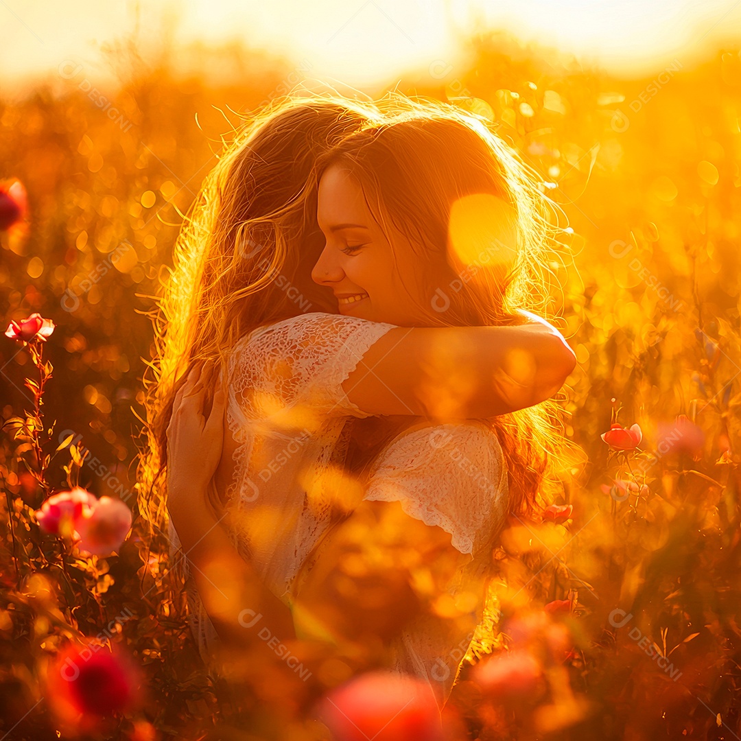 Irmãs se abraçando com afeto.