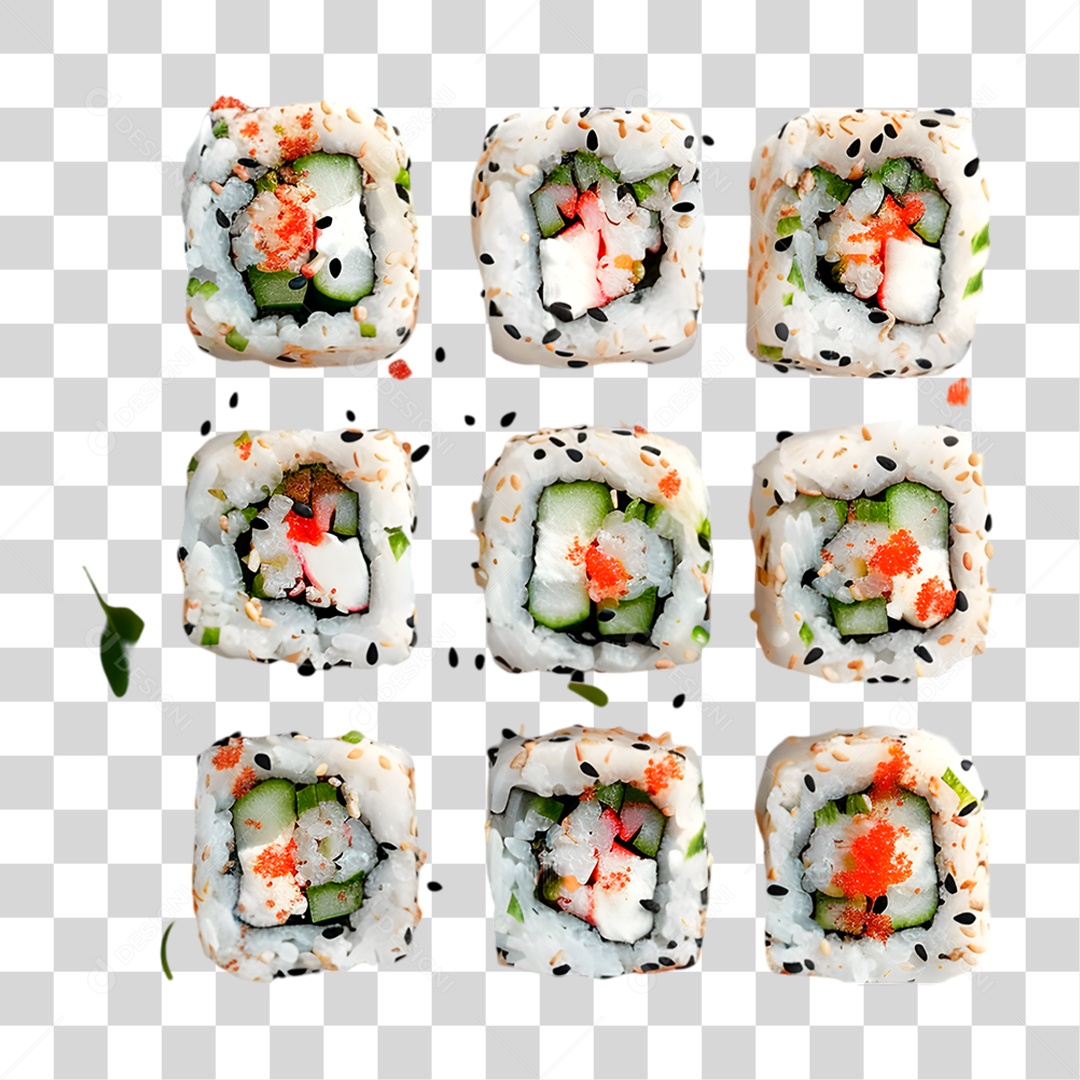 Rolos de Sushi PNG Transparente