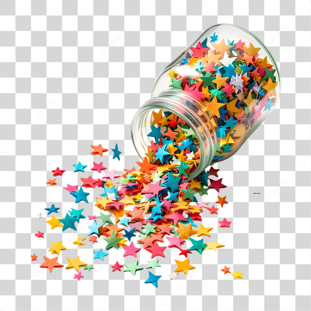 Pote de Confeitos Coloridos PNG Transparente