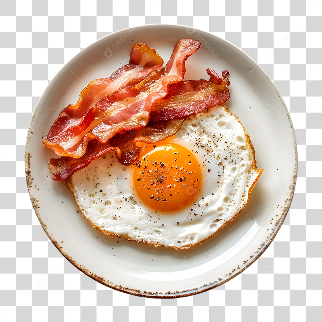 Prato de Ovo e Bacon PNG Transparente