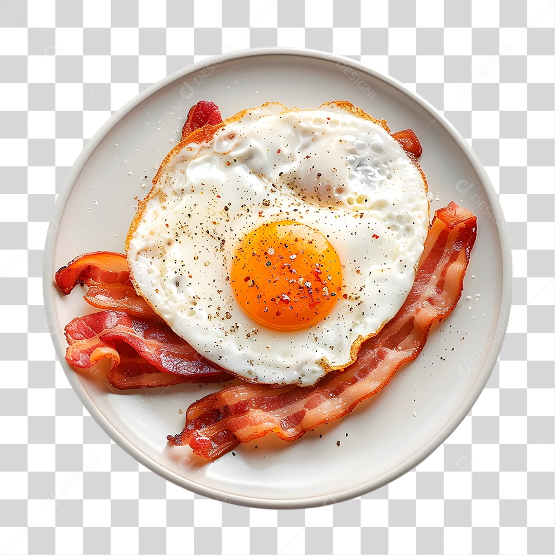 Prato de Ovo e Bacon PNG Transparente