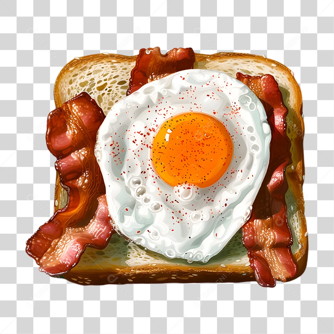 Pão com Ovo e Bacon PNG Transparente