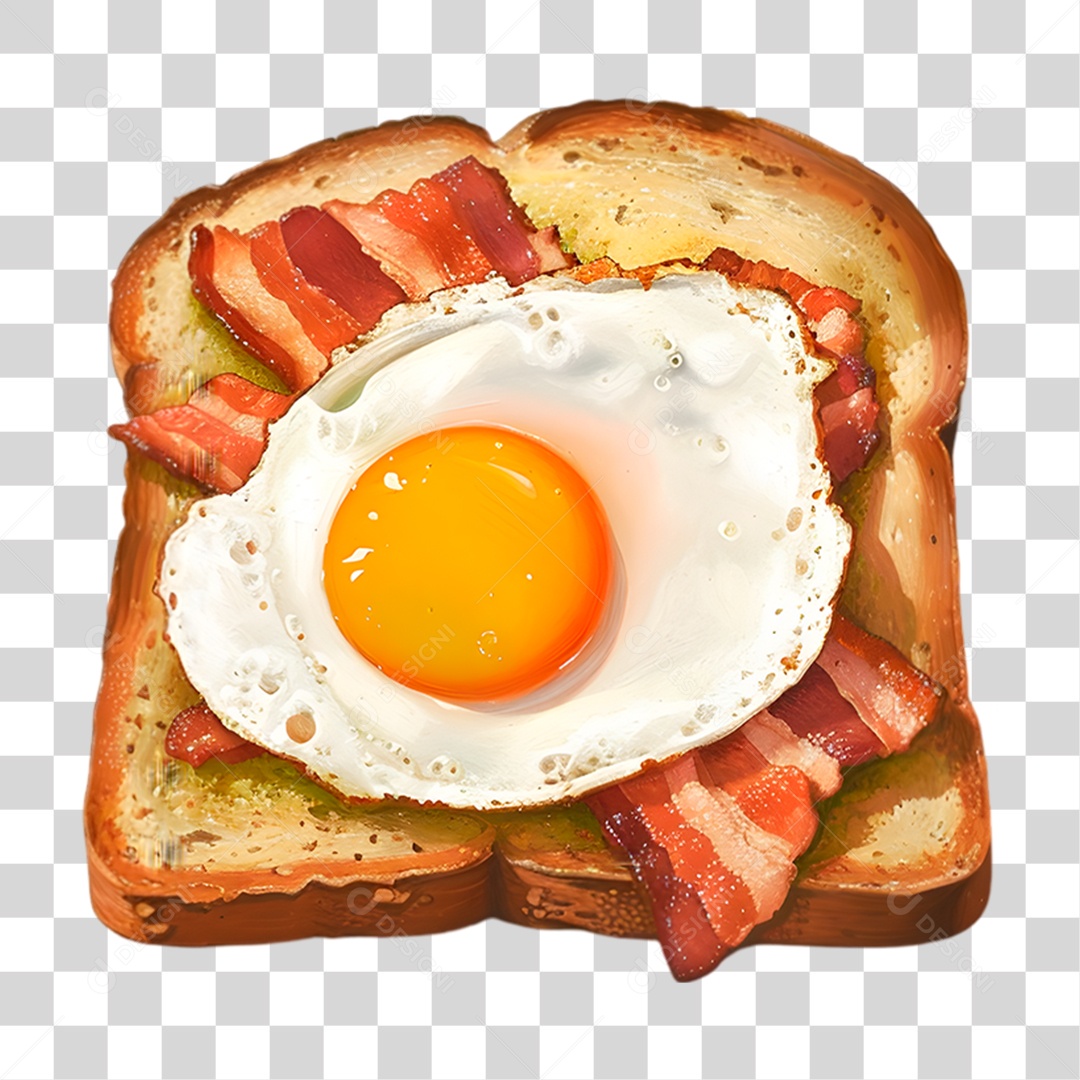 Pão com Ovo e Bacon PNG Transparente