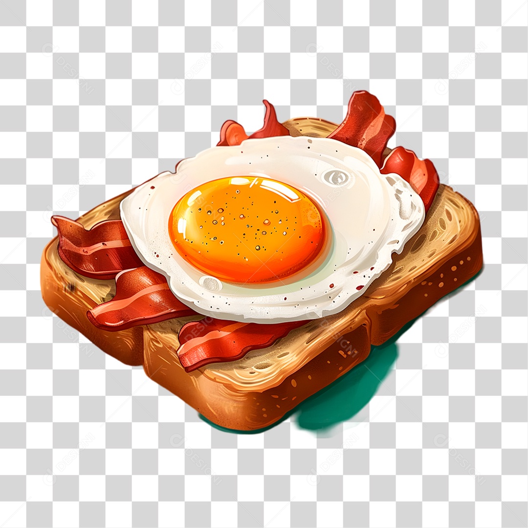 Pão com Ovo e Bacon PNG Transparente