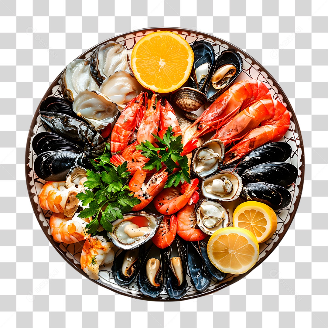 Prato de Frutos do Mar PNG Transparente