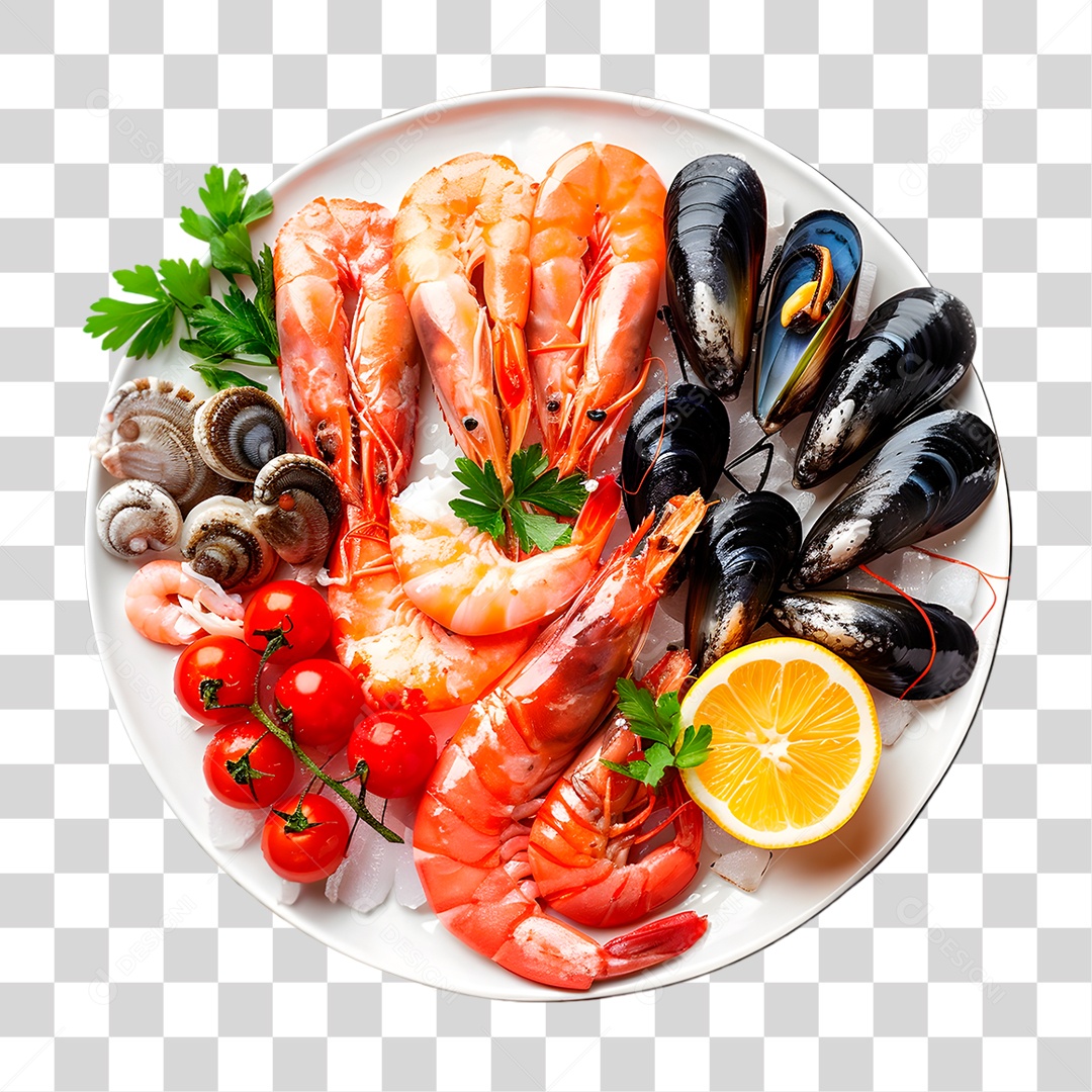 Prato de Frutos do Mar PNG Transparente