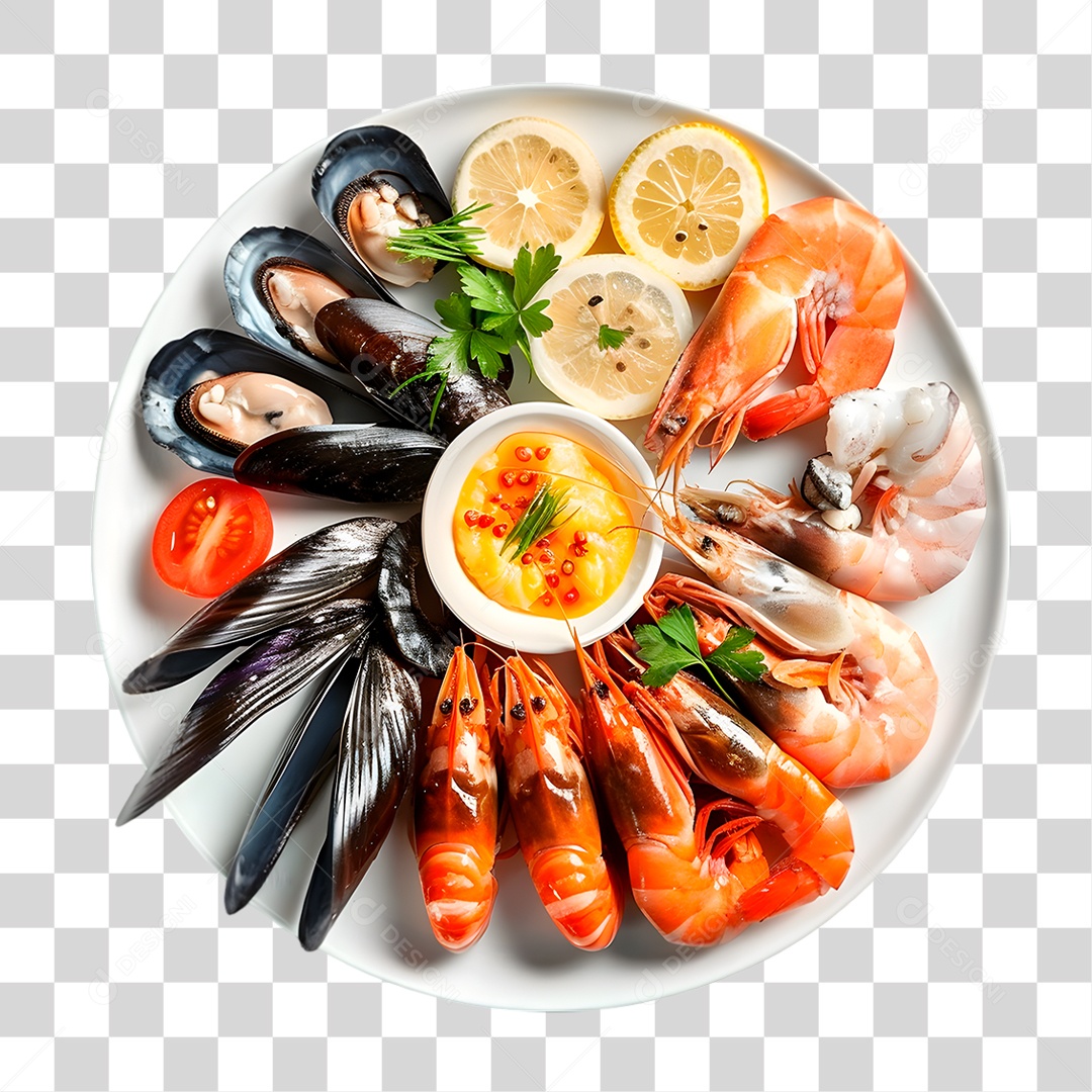 Prato de Frutos do Mar PNG Transparente