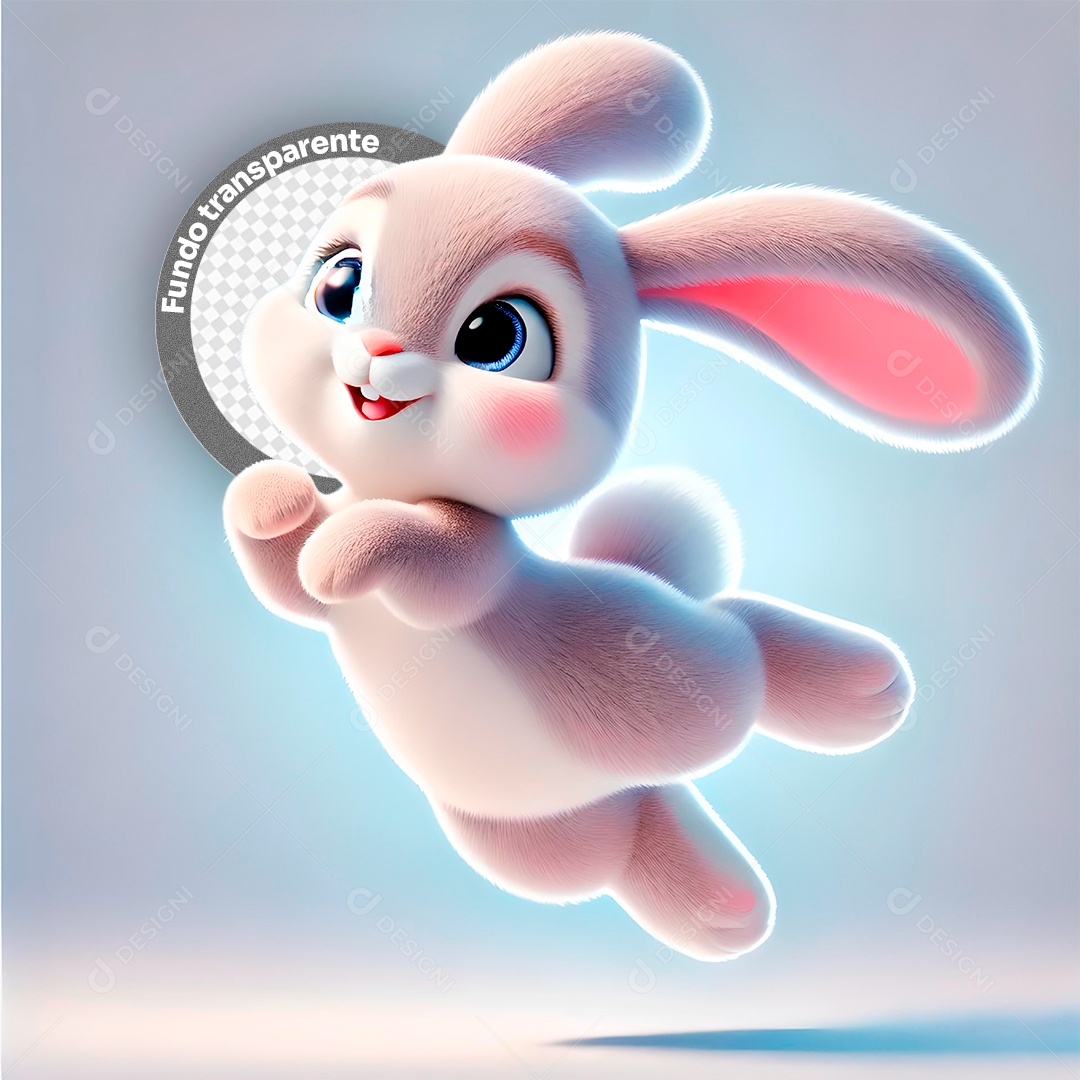 Elemento 3D Coelho para Composição PSD