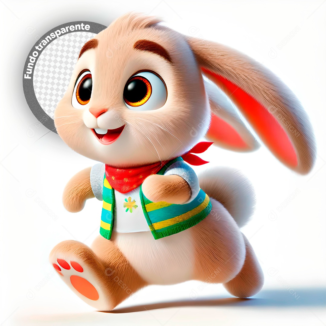 Elemento 3D Coelho para Composição PSD