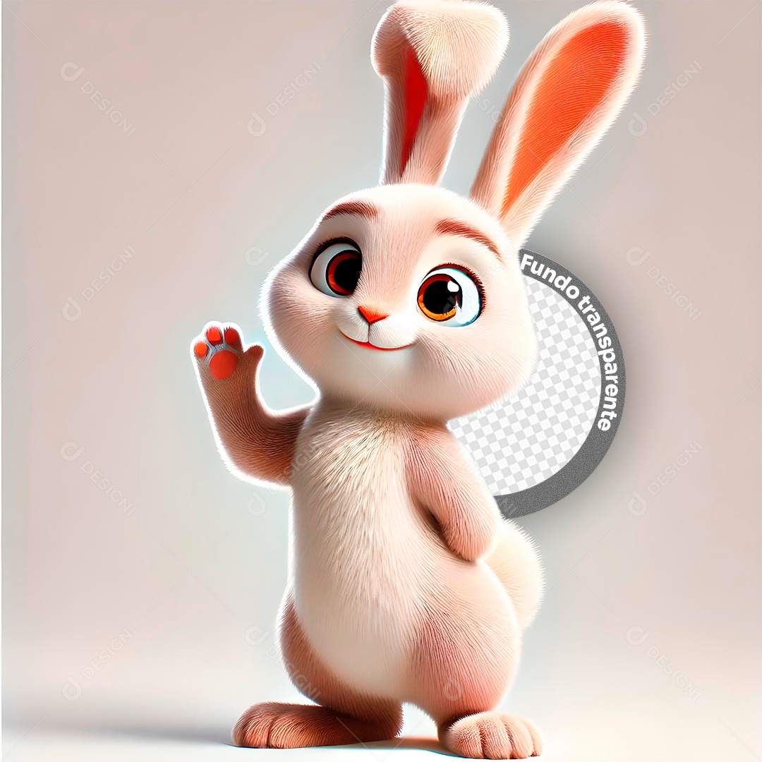 Elemento 3D Coelho para Composição PSD