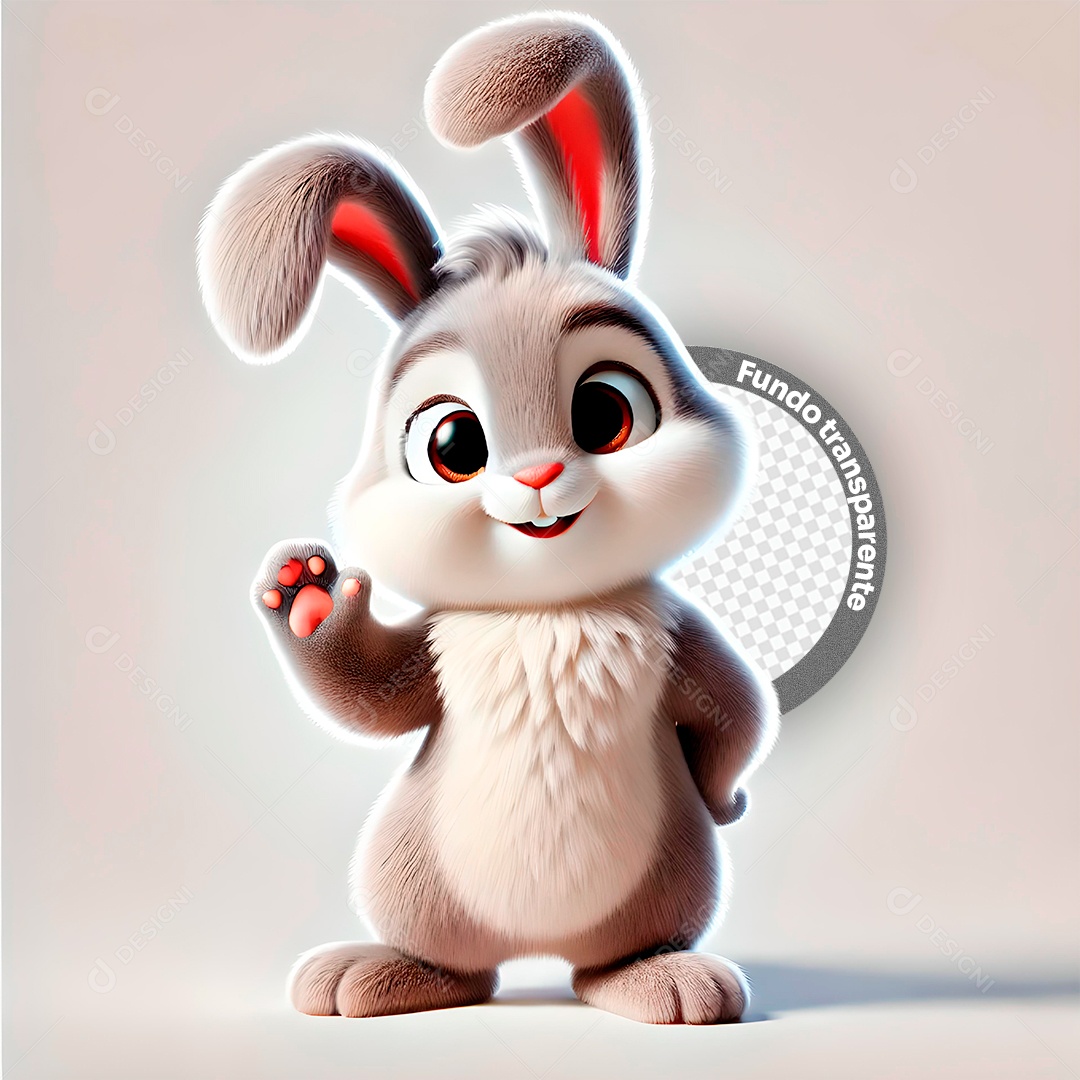 Elemento 3D Coelho para Composição PSD