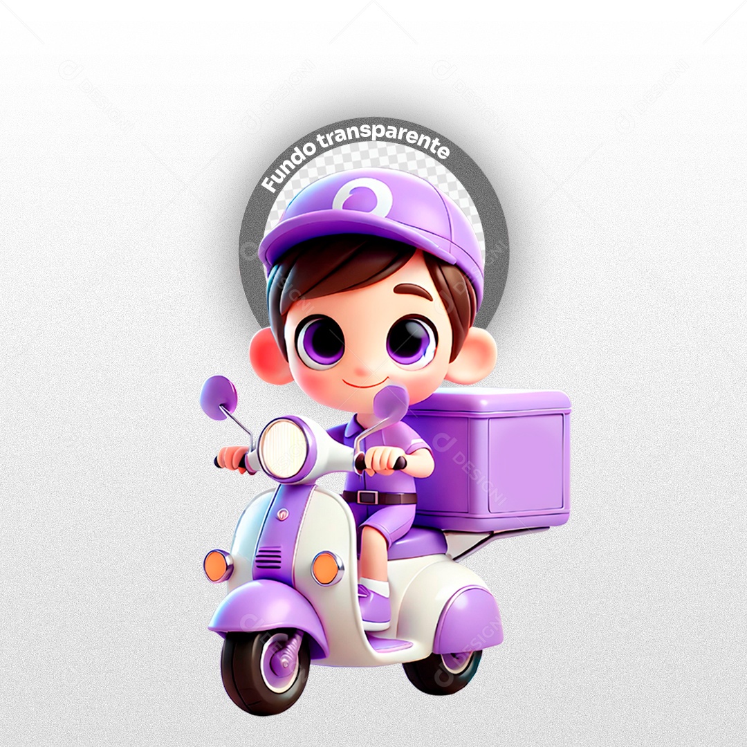 Entregador de Moto Elemento 3D para Composição PSD