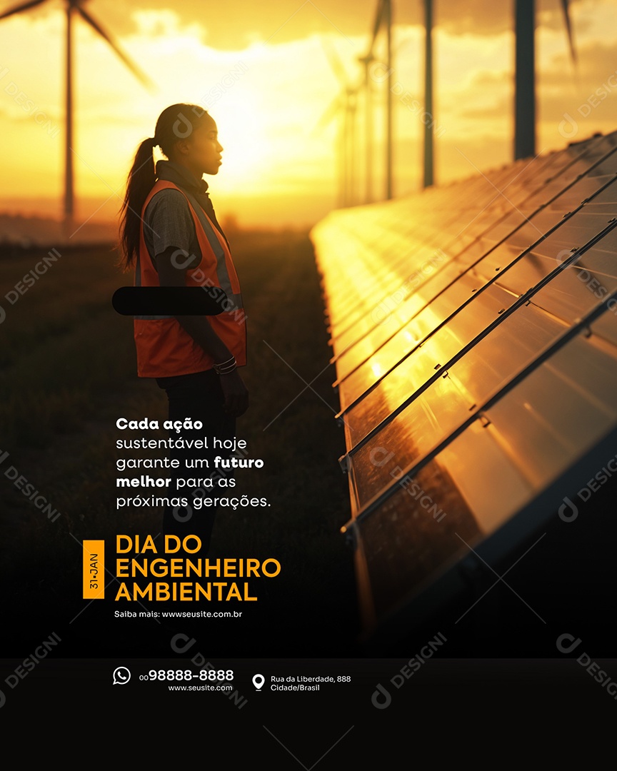 Dia Do Engenheiro Ambiental 31 de Janeiro Social Media PSD Editável