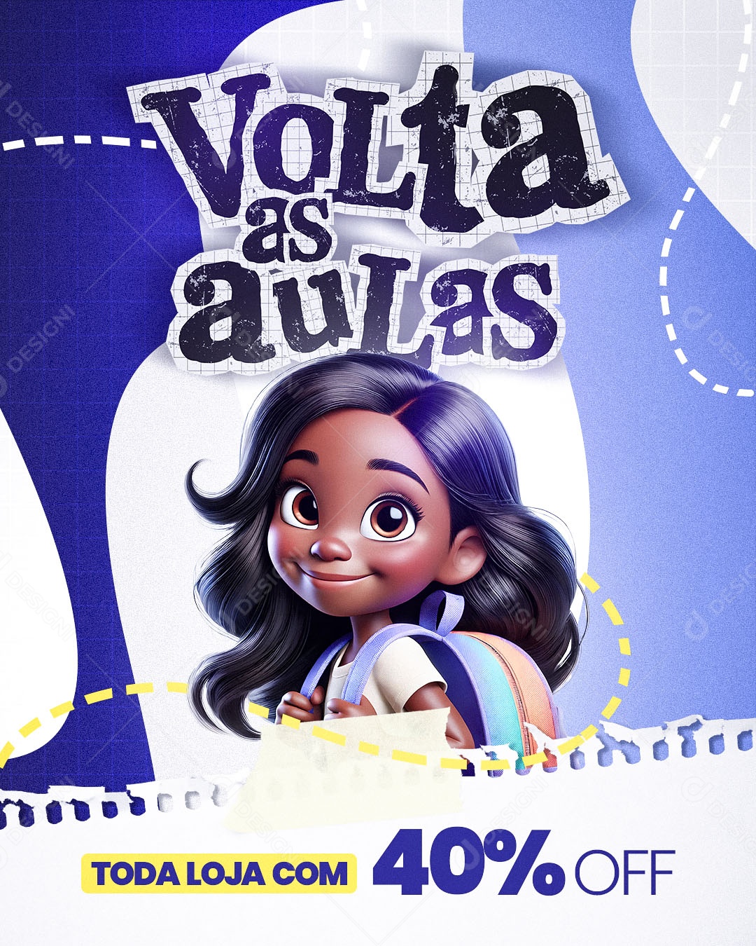 Volta às Aulas Toda Nossa Loja com 40% de Desconto Social Media PSD Editável