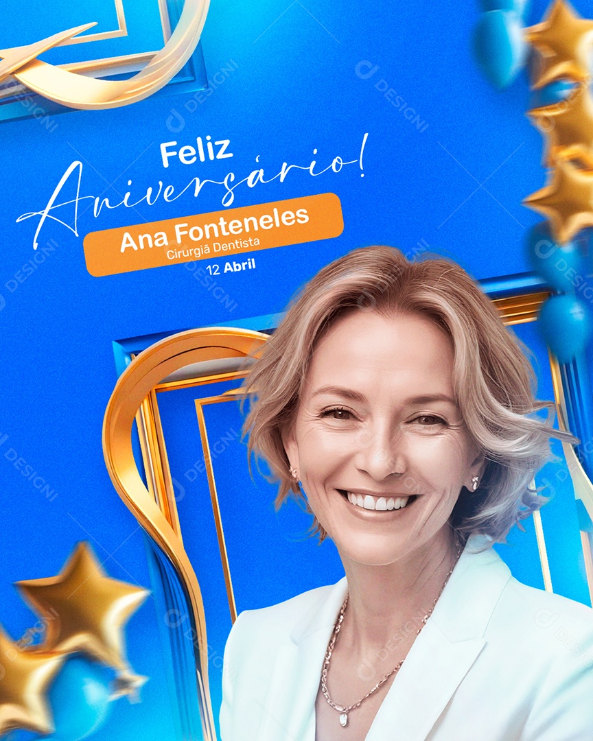 Feliz Aniversário  Ana Fonteneles Social Media PSD Editável