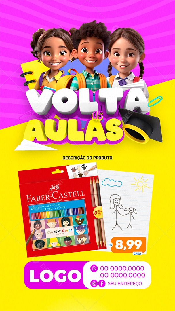 Story Volta às Aulas Social Media PSD Editável