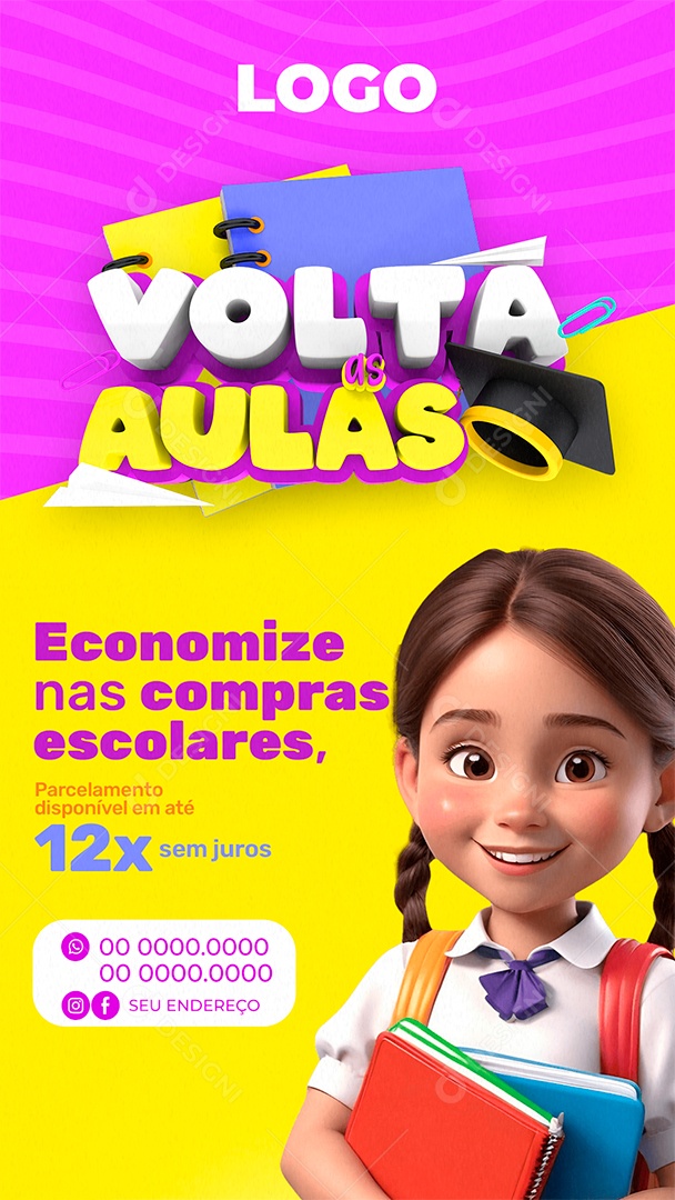 Story Volta às Aulas Social Media PSD Editável