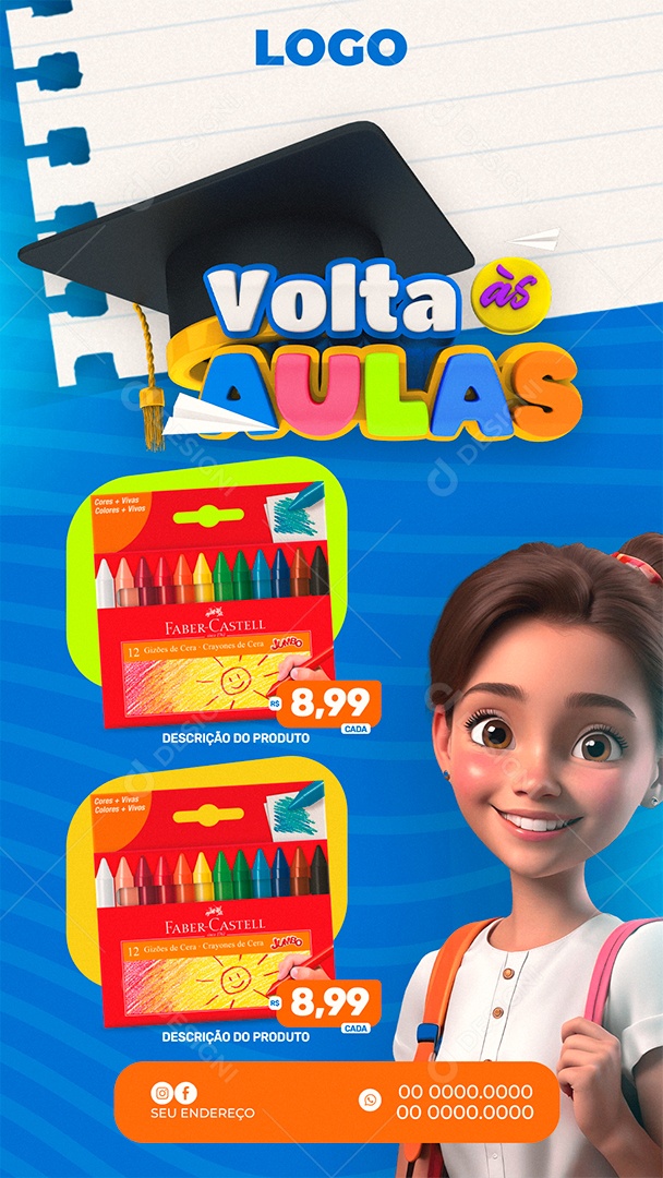 Story Volta às Aulas Social Media PSD Editável