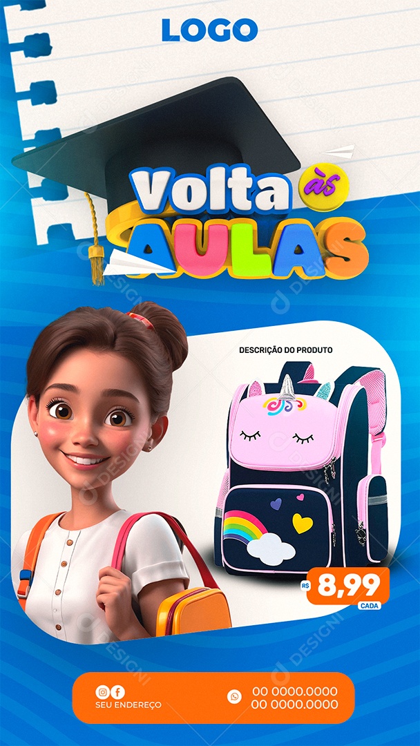 Story Volta às Aulas Social Media PSD Editável