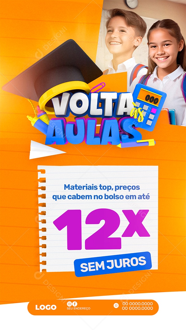 Story Volta às Aulas Materiais Top Social Media PSD Editável