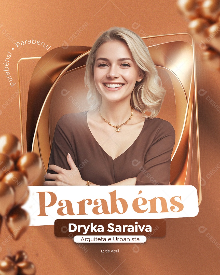 Parabéns Dryka Saraiva Social Media PSD Editável