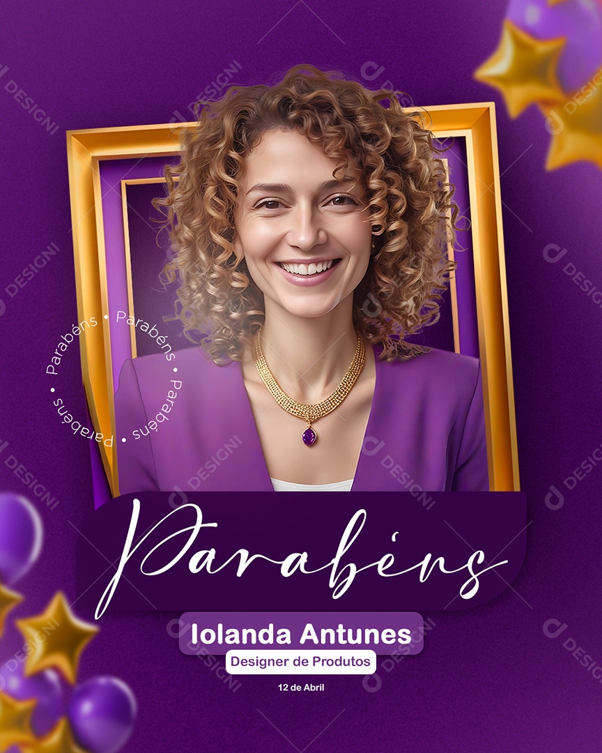 Parabéns Iolanda Antunes Social Media PSD Editável