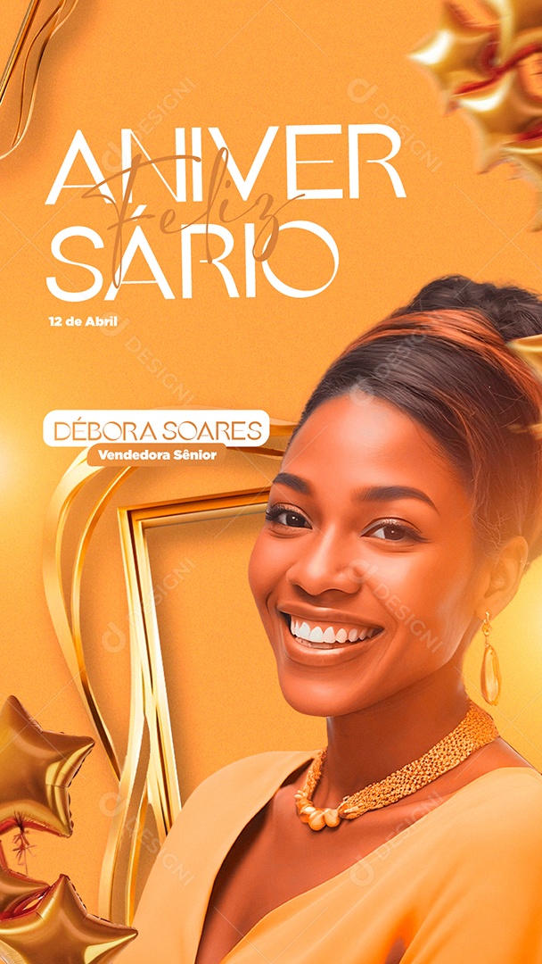 Story Feliz Aniversário Débora Soares Social Media PSD Editável