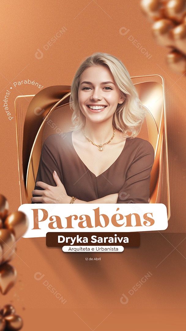 Story Parabéns Dryka Saraiva Social Media PSD Editável