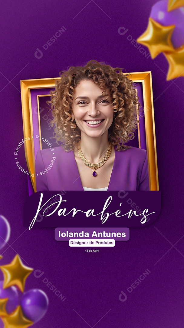Story Parabéns Iolanda Antunes Social Media PSD Editável