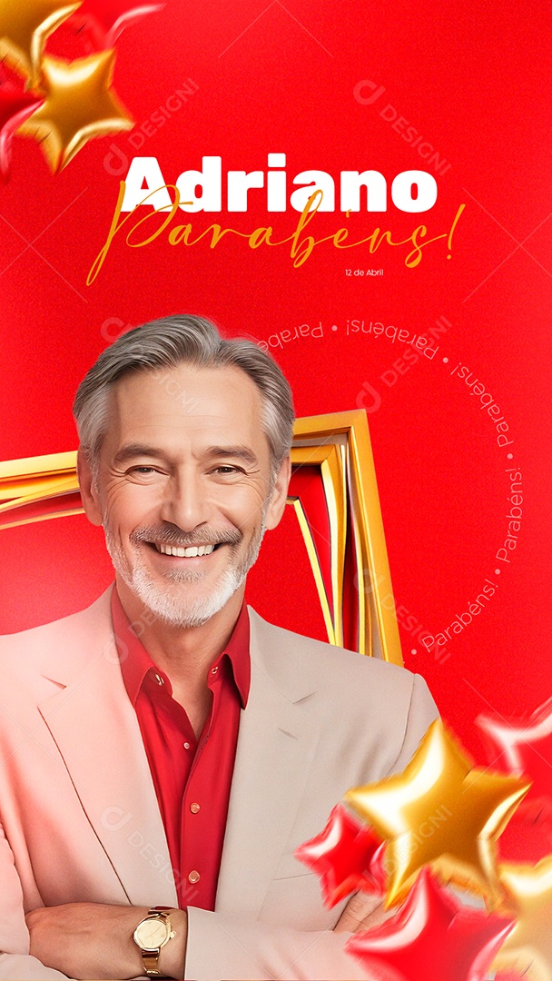 Story Parabéns Adriano Social Media PSD Editável