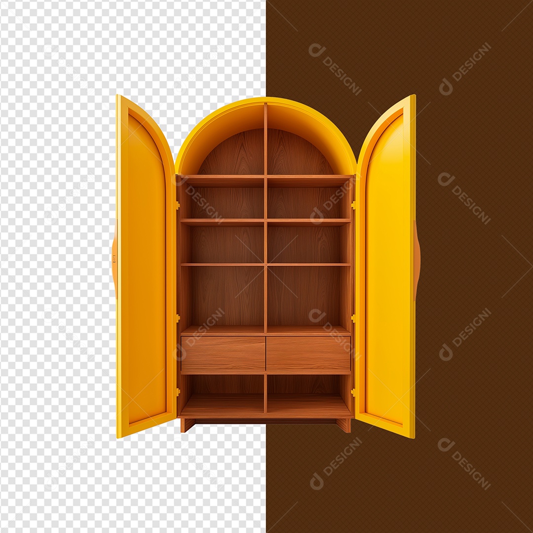 Elemento 3D Armário de Madeira para Composição PSD