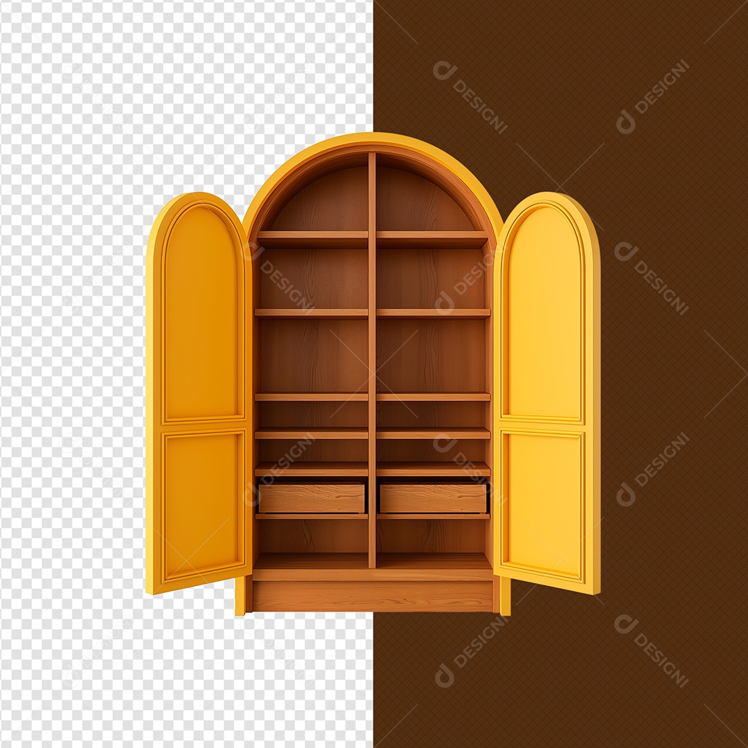 Elemento 3D Armário de Madeira para Composição PSD