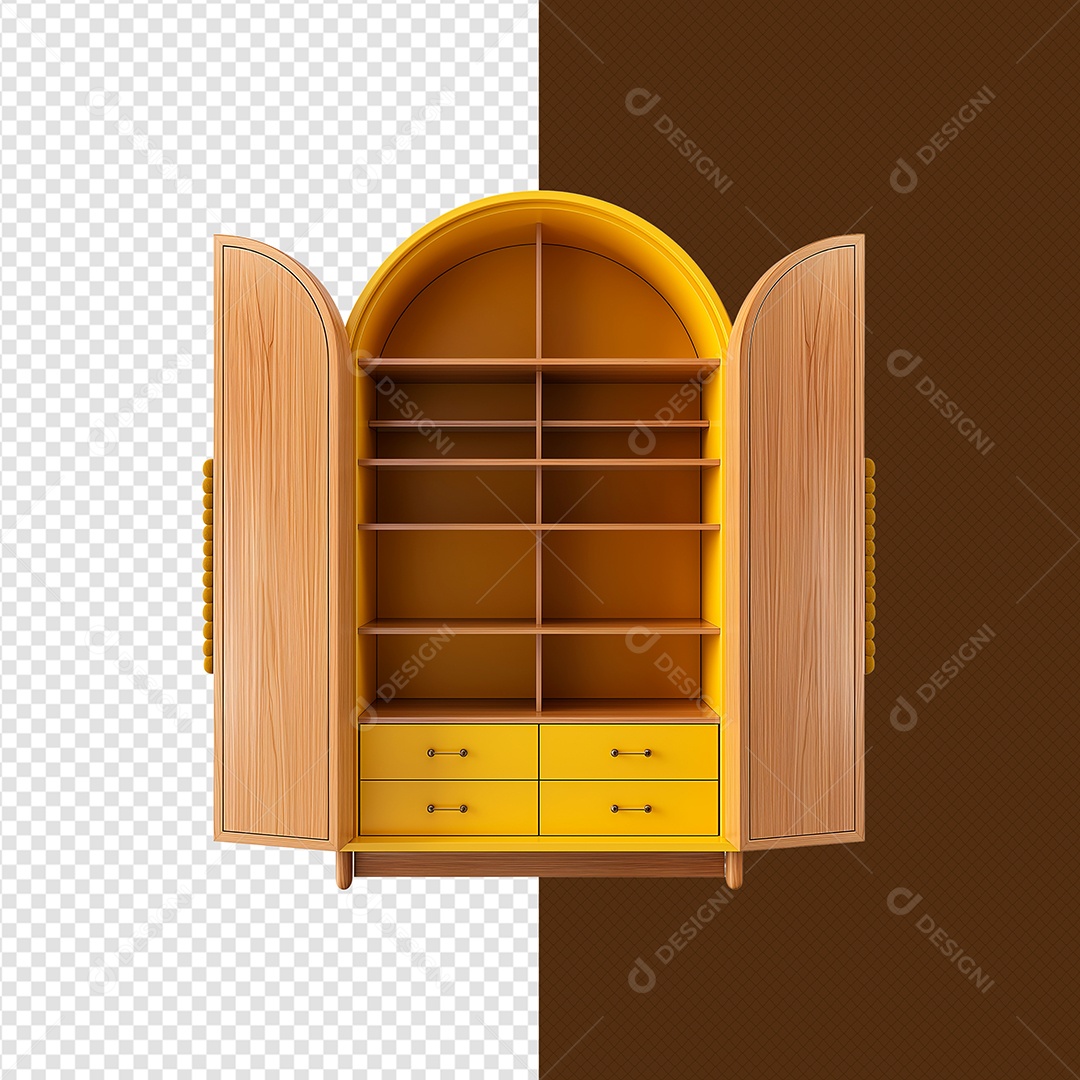 Elemento 3D Armário de Madeira para Composição PSD