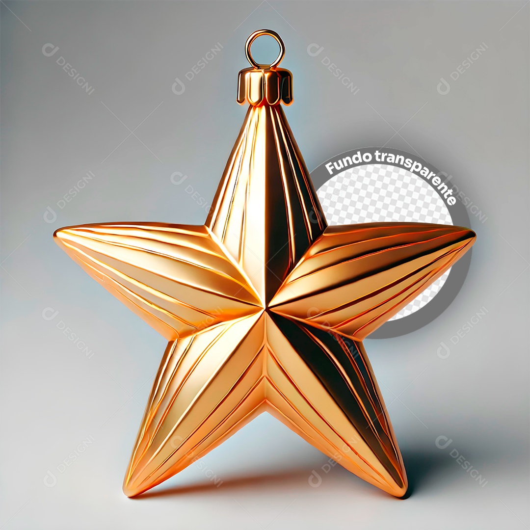 Elemento 3D Estrela De Natal Decoração para Composição PSD