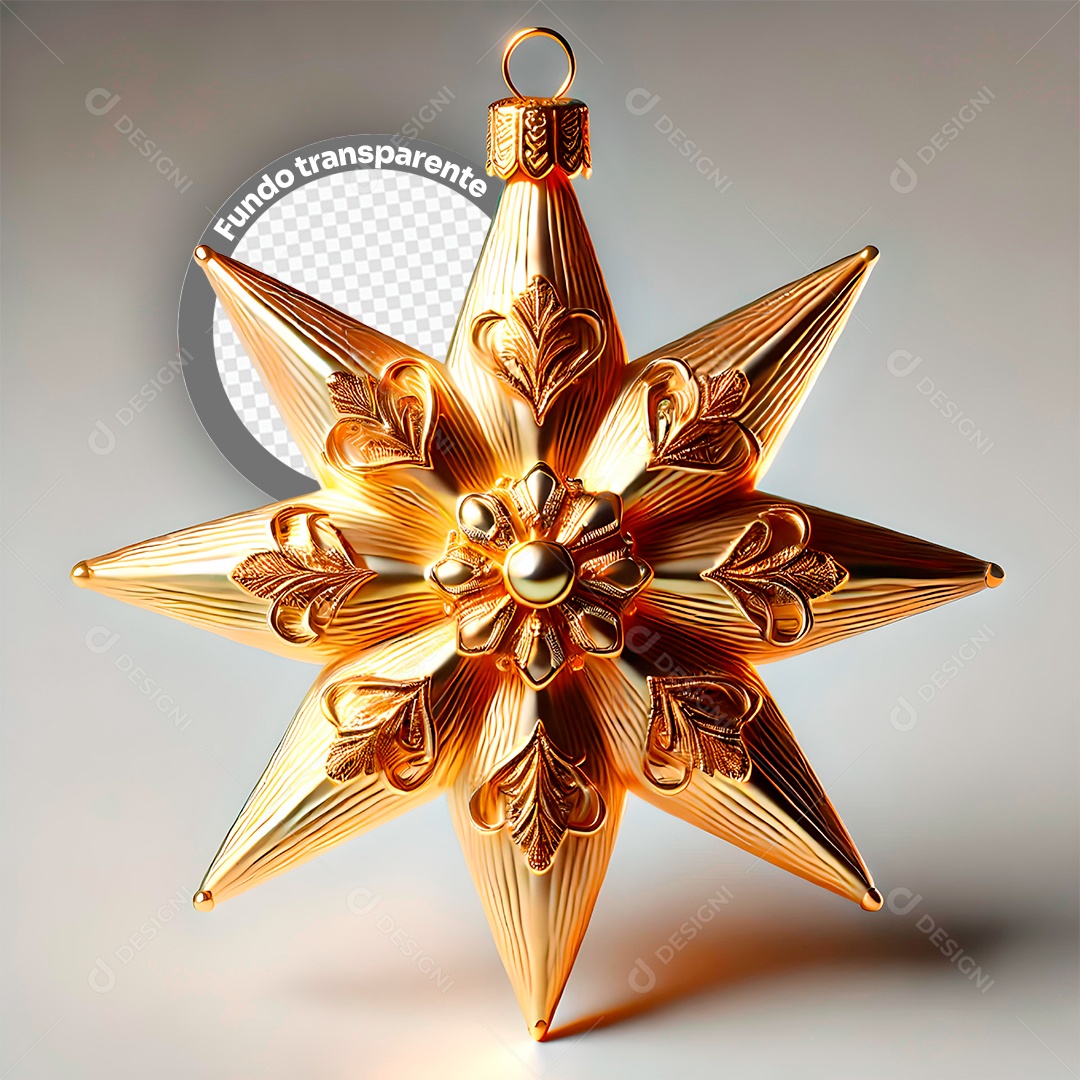Elemento 3D Estrela De Natal Decoração para Composição PSD