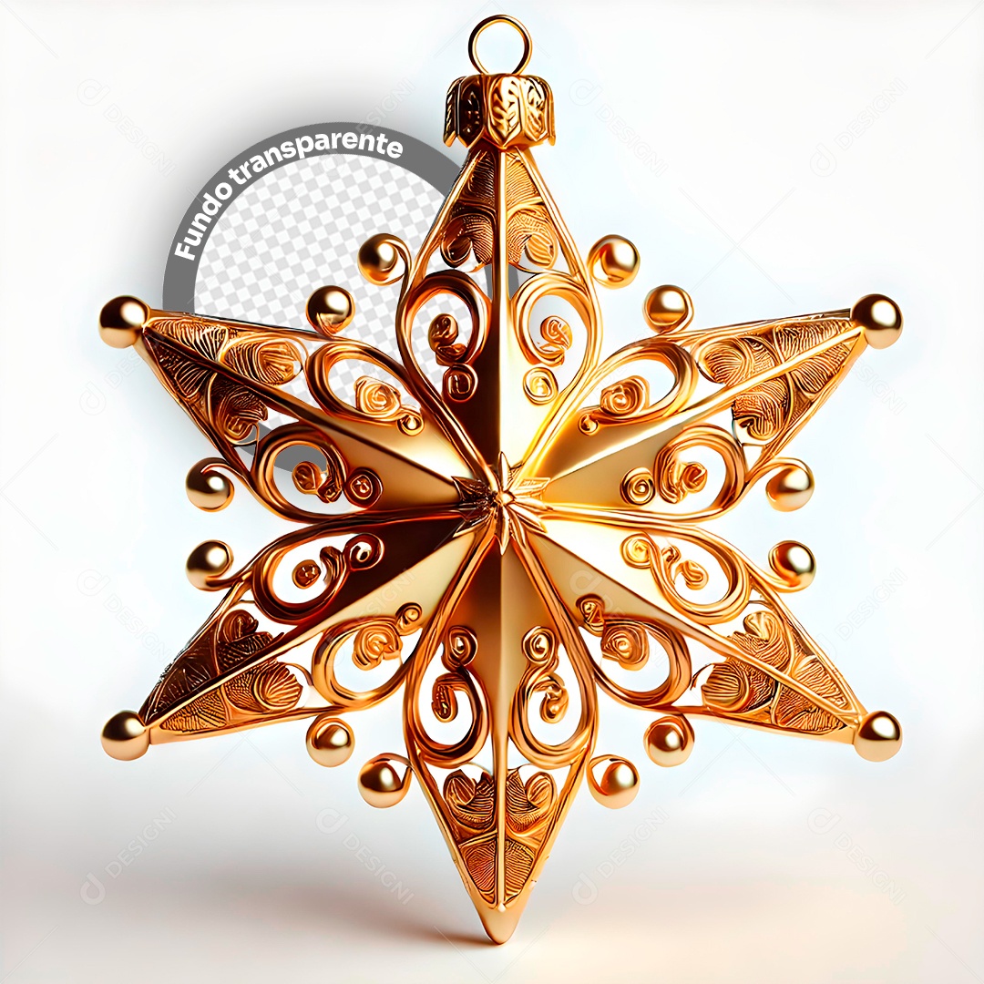 Elemento 3D Estrela De Natal Decoração para Composição PSD