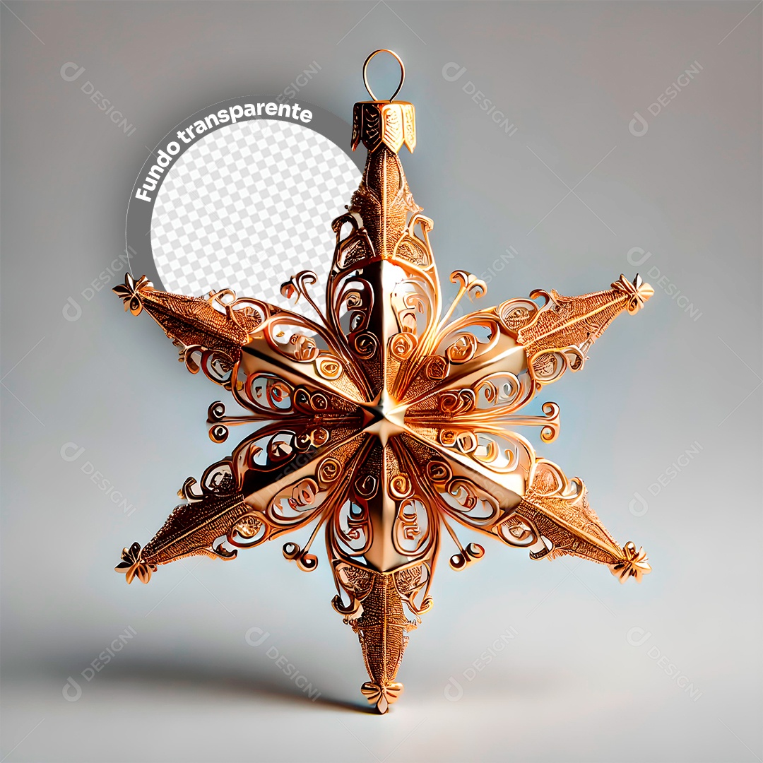 Elemento 3D Estrela Decoração para Composição PSD