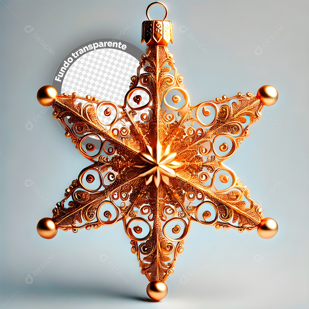 Elemento 3D Estrela Decoração para Composição PSD