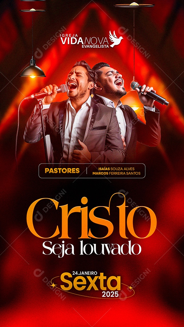 Story Flyer Gospel Cristo Seja Louvado Social Media PSD Editável