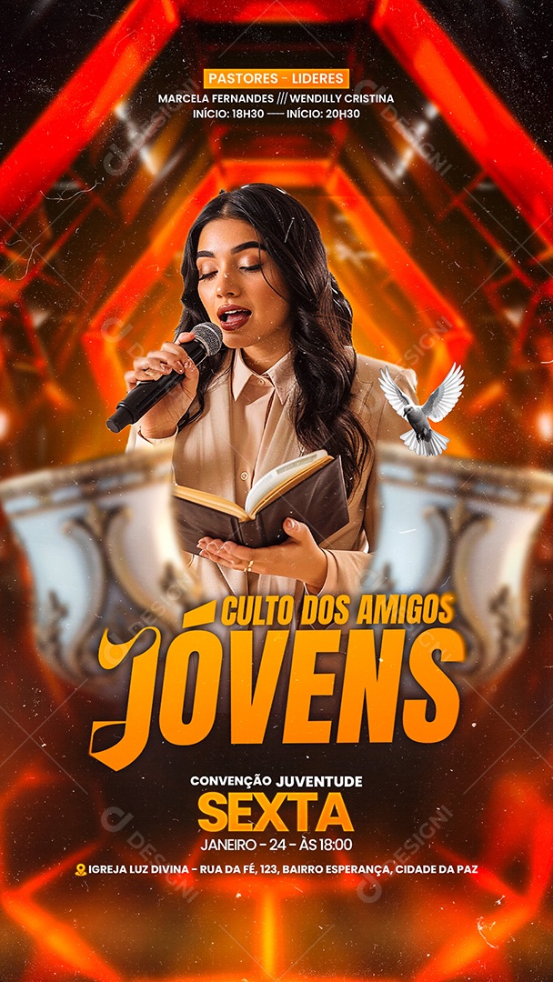 Story Flyer Culto Dos Amigos Jovens Social Media PSD Editável