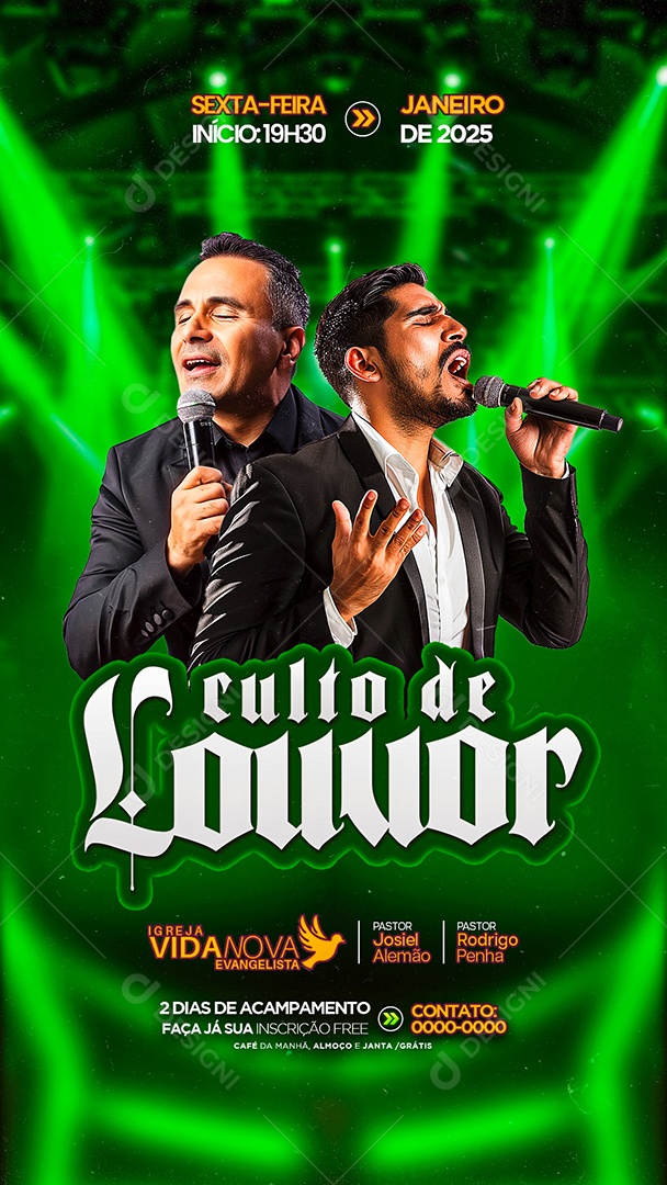 Story Flyer Gospel Culto de Louvor Social Media PSD Editável