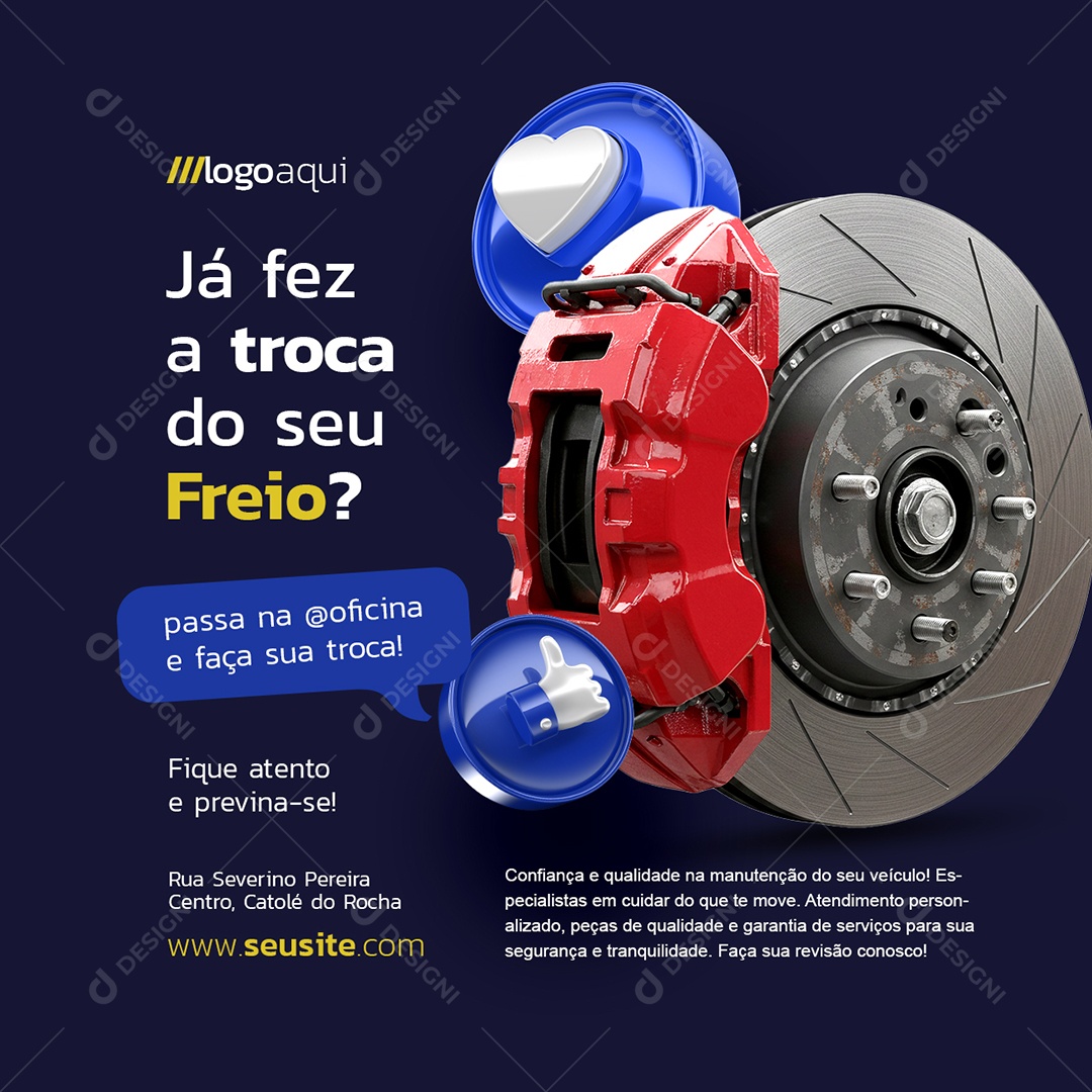 Oficina Já Fez a Troca do Seu Freio Social Media PSD Editável