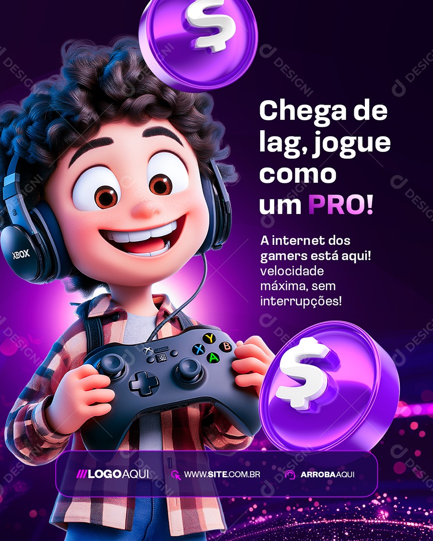Internet Chega de Lag Jogue Como um Pro Social Media PSD Editável