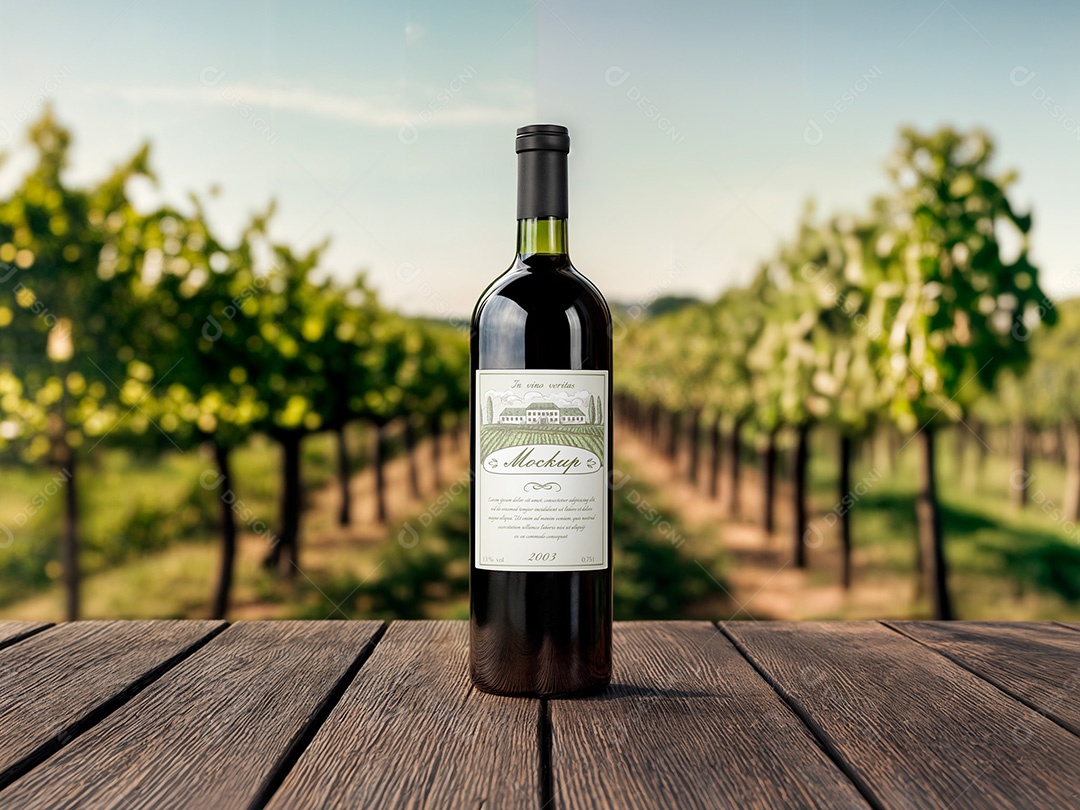 Garrafa de Vinho Mockup PSD Editável