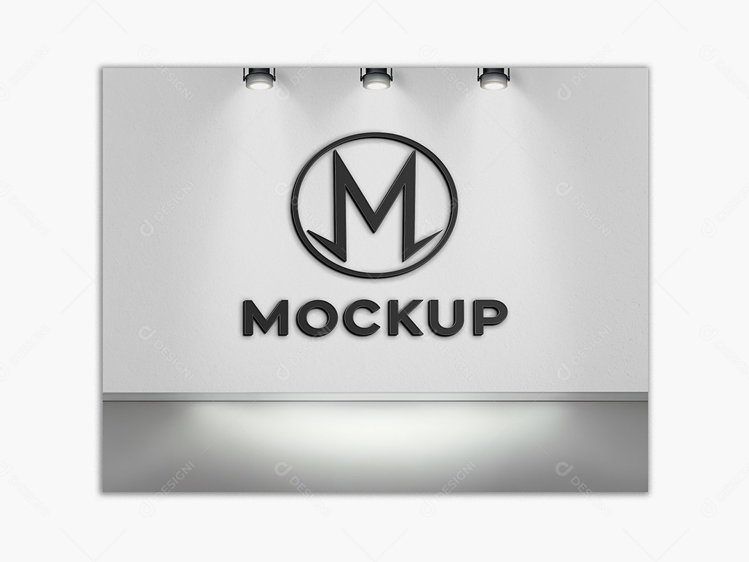 Logo na Parede de Escritório Mockup PSD Editável