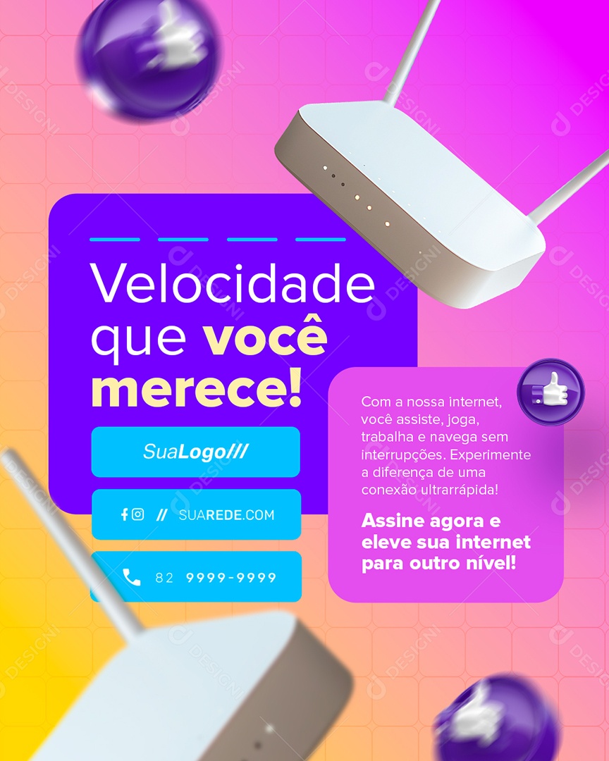 Internet Velocidade Que Você Merece Social Media PSD Editável