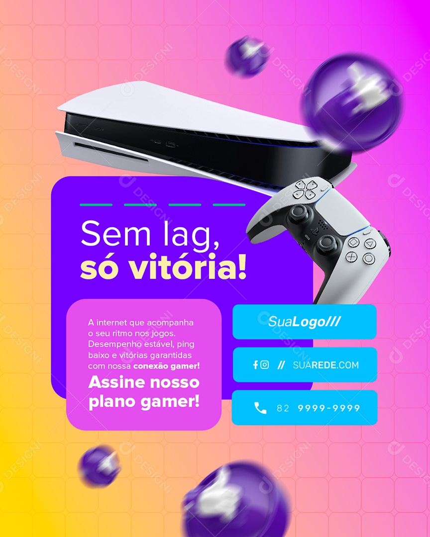 Internet Sem Lag Só Vitória Social Media PSD Editável