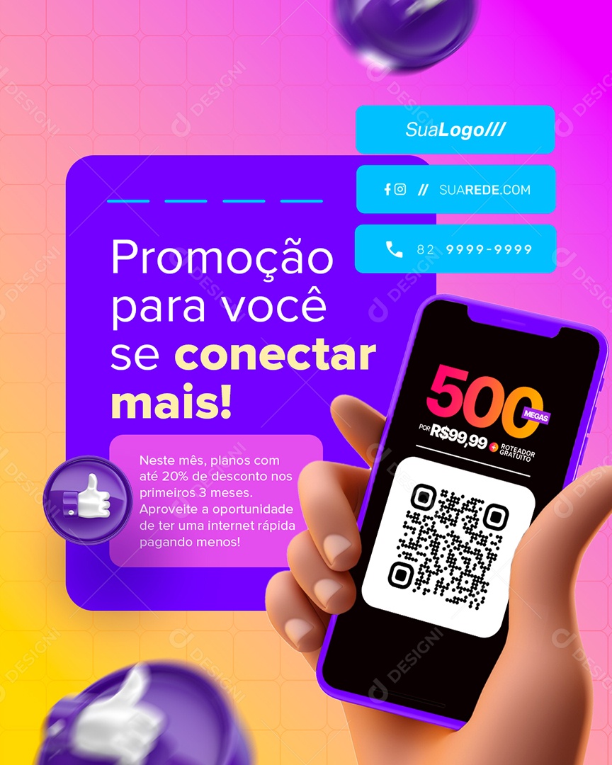 Internet Promoção para Você Se Conextar Mais Social Media PSD Editável