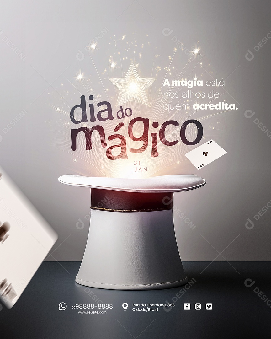 Dia do Mágico 31 de Janeiro Social Media PSD Editável