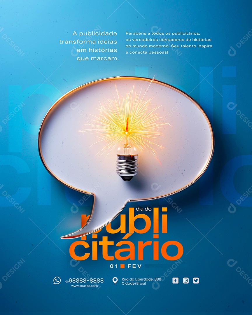 Dia Do Publicitário 01 de Fevereiro um Contador de Histórias Moderno Social Media PSD Editável